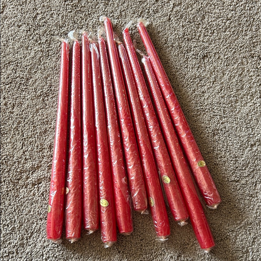 Elegant Red Taper Candles - Set of 10